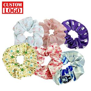 Scrunchies personnalisés avec logo, accessoires en tissu, élastiques pour cheveux, attaches pour cheveux en soie - Product Image 1