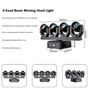 Projecteur à faisceau mobile à quatre têtes, pleine couleur, LED 150W RGBW, contrôleur DMX, effet laser de scène pour discothèque, fête, <span class=keywords><strong>mariage</strong></span> - Product Image 6
