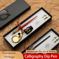 Stylo plume droit européen avec plume de calligraphie, ensemble de boîte cadeau pour dessin de bandes dessinées, stylo plume de calligraphie anglaise