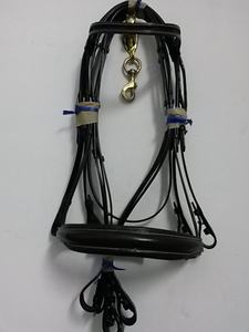 Caballo de cuero genuino de alta calidad, Boca de lujo, doble brida con banda anatómica para la nariz y banda para las cejas de canal vacío - Product Image 3