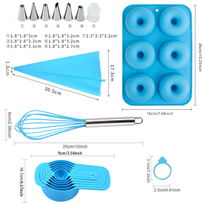 Nhà bếp trứng wisk đường ống Túi tip bánh donut Kit bánh donut Baking Set Nguồn cung cấp bó không dính Silicone Khuôn Donut Pan công cụ - Product Image 2