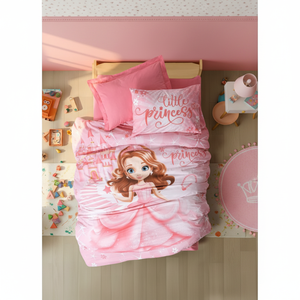 Cotton Box Junior Single <b>Fitted</b> <b>Sheet</b> Duvet Cover Set Gimbiya Pink with Princess Style Character <b>Pattern</b> for Home Use - Product Image 2