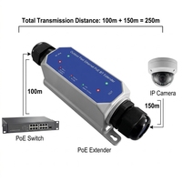 Extenseur PoE Gigabit extérieur 1 port, 1000 Mbps, portée longue distance 250 m, répéteur PoE pour caméra IP, point d'accès