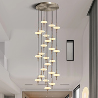 Lustre en albâtre DGLUX Cascade UFO, luminaire suspendu LED 72W 96W 120W, lampe de plafond de luxe pour escalier, hall d'hôtel