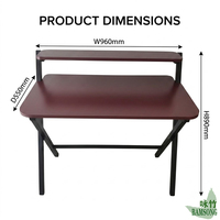 Bureau d'écriture pliable rouge bordeaux sans assemblage, pieds en X, crochet pour casque, gain de place, pour bureau à domicile, étude, jeux, ordinateur, en MDF