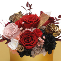 Boîte de fleurs avec couvercle en acrylique, 1 pièce, fausses roses, pour la saint-valentin, pour un cadeau