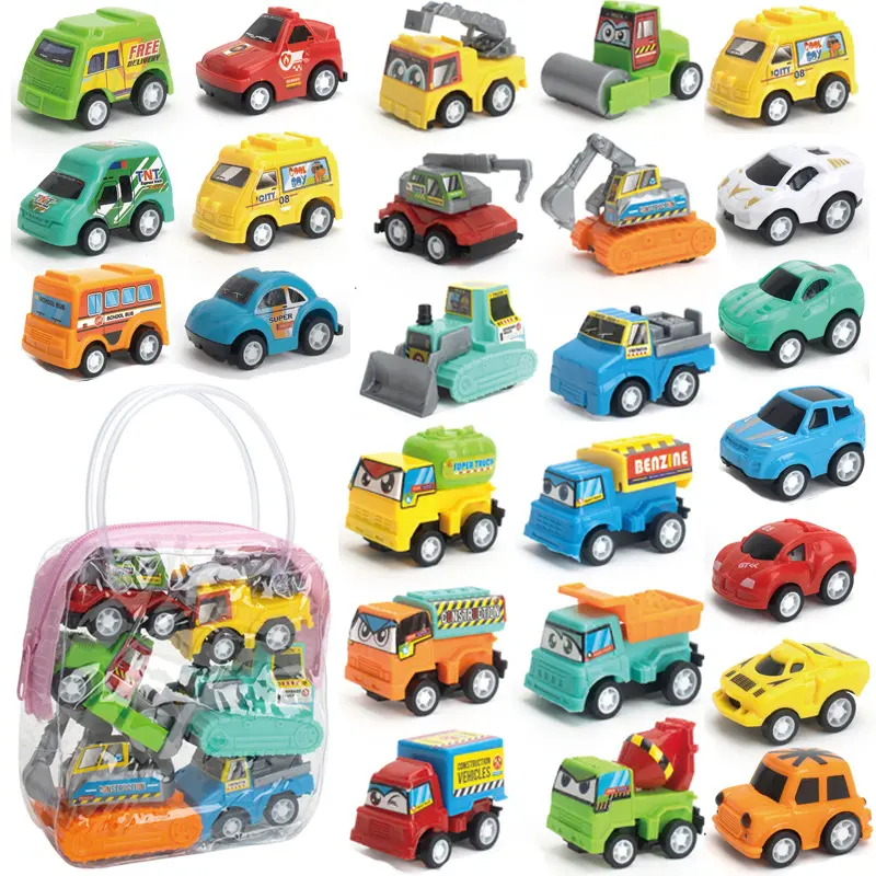 Commercio all'ingrosso cartone animato mini inerzia set pull-back borsa piccola auto regalo giocattolo