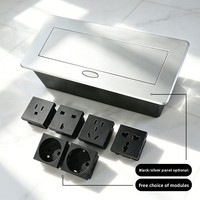 Enchufe de Mesa para Conferencias de Alta Gama, Enchufe Empotrado Multiusos de Tres Orificios con 5 Tomas de Corriente, Negro, EU/UK/US
