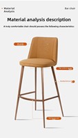 Chaise de bar minimaliste moderne, tabouret haut avec dossier, tabouret haut de style nordique de luxe léger pour usage domestique 7677