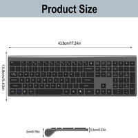 Clavier sans fil Bluetooth 2,4 G ultra-plat pleine taille OEM, clavier de bureau multimédia compatible avec les PC Windows, ordinateurs portables et notebooks