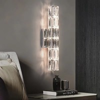 Applique Murale de Luxe Moderne à Trois Couleurs avec Abat-jour en Cristal Chromé pour Chambres d'Hôtel et Chambres à Coucher, Source Lumineuse LED Température de Couleur 3000-6000K
