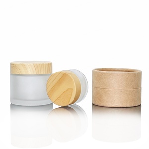 <b>Empty</b> Cosmetic Container 5g 10g 20g 30g 50g 100g Clear Frosted Transparent Glass Cream <b>Jars</b> With Bamboo Pattern Plastic Lid - Product Image 2