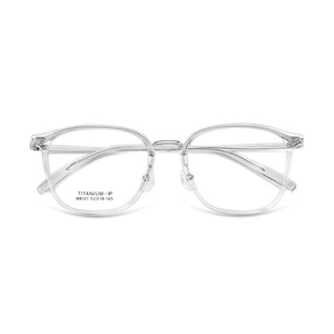 Montures de lunettes rectangulaires gris clair M8121 52-18-145 en titane IP unisexe, monture complète, verres en résine transparente Danyang - Product Image 1