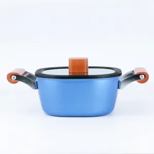 Venda quente Aço Inoxidável Quadrado Stock Pot Cor Cooking Pot Antiaderente Cozinhar Sopa Potes