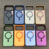 Étui magnétique compatible A17 18 Pro Max avec design contrasté effet peau, en acrylique, style Ins