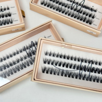 Extensions de cils DIY à marque privée, faits main, pré-coupés en segments, boucles naturelles, grappes de cils synthétiques effet vison