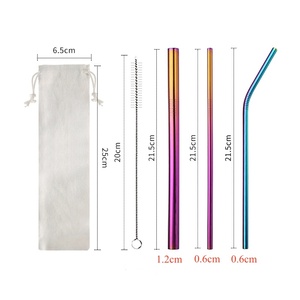 High Quality 4pcs in <strong>1</strong> Luxury Fashion C304 <strong>Stainless</strong> <strong>Steel</strong> <strong>Straw</strong> Reusable Cup Tumbler Accessories Bent Straight <strong>Straw</strong> - Product Image 4