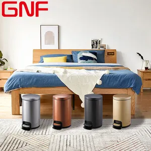 GNF 8L Tong Sampah Rumah Tangga, Tempat Sampah Bulat Stainless Steel Pedal Kaki Daur Ulang