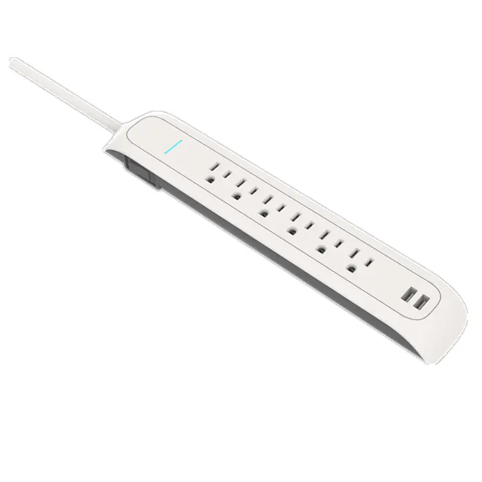 ETLUL approved Smart 6 Outlet Energy Saving Surge Protector with 2 USB Ports Power strip