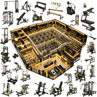 LISGLO - Pack d'équipements de gym commercial clé en main de 1000 m² avec machines de musculation et de cardio pour centre de fitness et club sportif