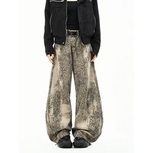 Wide Leg Pants High Waist Loose Fit Streetwear Style Autumn Wear Polyester Cotton <b>Denim</b> <b>Material</b> - Product Image 1