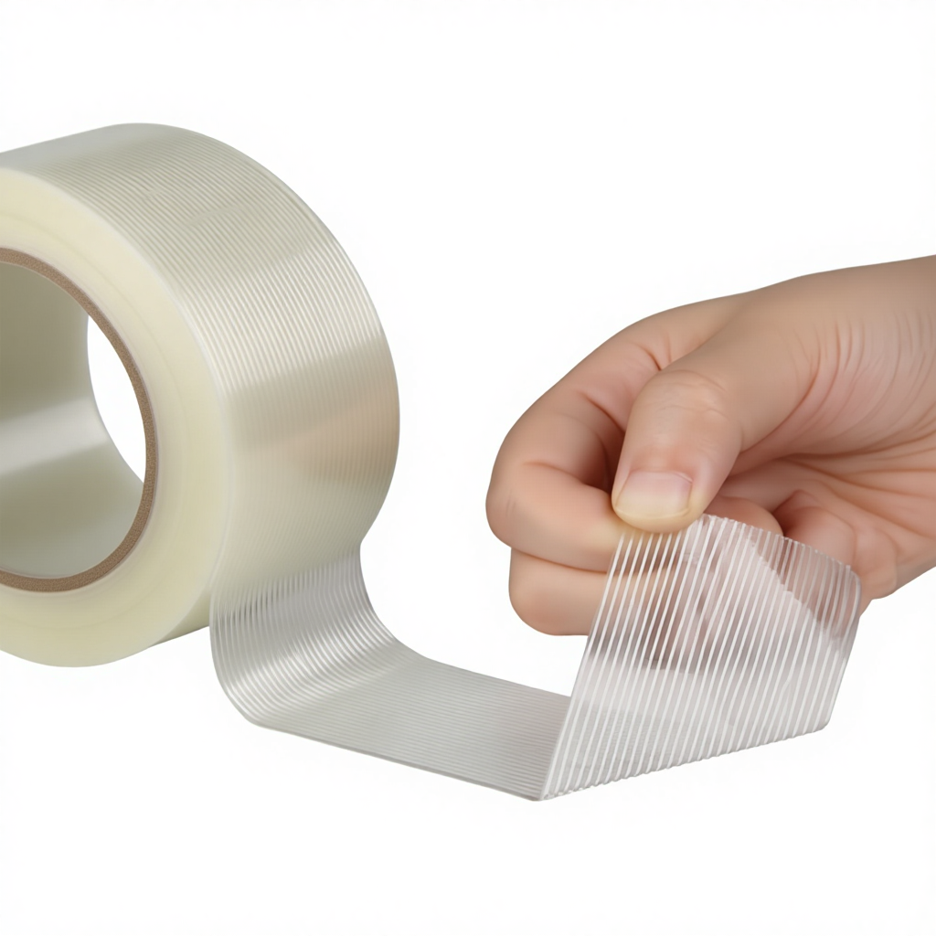 China Factory Heavy Duty PET Carton Sealing Tape Self-adhesive Single Sided Fiberglass Reinforced High Temperature Resistance
