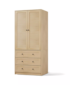 Armoire de chambre moderne avec 3 tiroirs, armoire en bois de 69,5 pouces avec tringle de suspension, 2 portes, rangement mural pour vêtements - Product Image 3