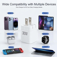 Adaptateur secteur GaN 30W personnalisé OEM ODM avec logo, charge rapide PD, chargeur rapide Type-C, prise pliable US/EU/UK pour téléphones mobiles