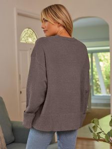 Pull en tricot d'hiver surdimensionné pour femmes pull chaud et épais avec logo avant de style coréen vêtements longs - Product Image 5