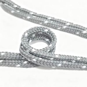 Cordón Trenzado Hueco de Poliéster Gris Blanco de 6 mm de Diámetro para Calzado, Bolsos y Prendas de Vestir al por Mayor - Product Image 3