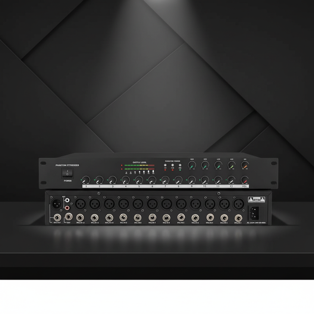 Professional 12 Channel Intelligent Conference Mixer 48V Phantom Power Anti Feedback Audio Processor for Meeting Room Church