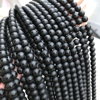 Perles tibétaines noires mates naturelles perles d'agate perles en vrac bracelets bricolage lettrage