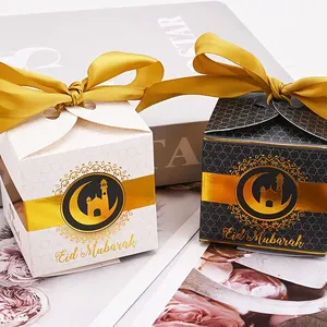 Wholesale Ramadan Party Muslim Custom Gift Boxes for Present Gift Paper Bag Eid Mubarak Ramadan Gift Boxes with Ribbon