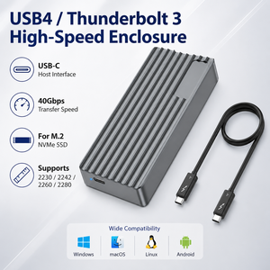 TBT3 M.2 USB4 NVMe SSD Enclosure 40Gbps PCIe Gen4 8TB จัดเก็บข้อมูลภายนอกสำหรับ2230/2242/2260/2280 SSD - Product Image 2