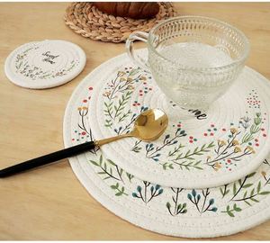 Napperons et sous-verres promotionnels tissés résistants à la chaleur, imprimés en coton de style nordique, pour une table élégante - Product Image 4