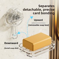 Porte-savon mural moderne en plastique, sans perçage, en forme de diamant, avec drain et ventouse, pour salle de bain