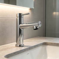 Nouvelle Mitigeur de lavabo mural monocommande en alliage de zinc chromé, à 1 trou, chaud/froid, avec cartouche céramique, pour salle de bain