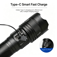 Lampe torche LED blanche ultra-lumineuse haute puissance, étanche, pour le camping, les activités de plein air, les situations d'urgence, 2000 lumens, zoom, portable