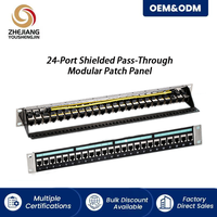 Panneau de brassage réseau modulaire blindé Cat6 24 ports, 19 pouces 1U, à montage en rack, STP RJ45