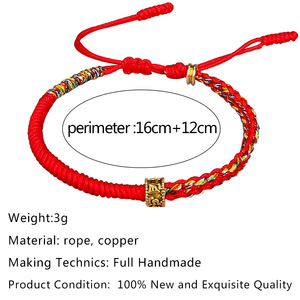 New Tây Tạng Phong Cách Vòng Đeo Tay Handmade Bện Kim Cương <span class=keywords><strong>Knot</strong></span> Chuỗi Màu Đỏ Vòng Đeo Tay Sáu Từ Thần Chú Đồng Hạt Vòng Đeo Tay Màu Đỏ - Product Image 5