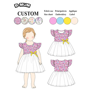 Robe de princesse rose à imprimé arc-en-ciel pour filles, best-seller, avec manches volantées en tulle et nœud jaune pour fête d'anniversaire - Product Image 1