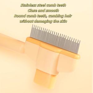 Pettine per animali domestici districanti con denti lunghi e corti in acciaio inossidabile per rimuovere nodi e grovigli di pelliccia per una cura sicura e fai da te - Product Image 6