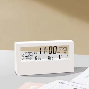 Reloj de Escritorio Creativo con Termómetro-Higrómetro, Alarma Electrónica Digital, Decoración de Mesa para Sala de Estar o Dormitorio, Hecho de Plástico - Product Image 1