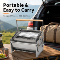 Barbecue rotatif au charbon de bois style tournebroche, grille pivotante en acier inoxydable, portable, pliable et détachable pour camping et extérieur