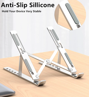 Support pour ordinateur portable réglable, portable, pliable, en alliage d'aluminium et gel de silice, réglage ergonomique de la hauteur, large compatibilité, stable