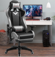Chaise de jeu AOR ergonomique avec repose-pieds, massage, soutien lombaire, hauteur réglable, siège pivotant à 360°, appuie-tête en PU et acier inoxydable