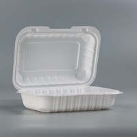 Boîte à lunch carrée jetable de qualité alimentaire 9x6 pouces, boîte à emporter pour hamburgers de style américain, emballage pour restauration rapide en PP, vente en gros YR-95206