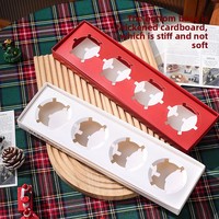 Boîte à cupcakes rectangulaire en papier portable pour Noël et emballage, base en carton transparent pour la pâtisserie du Nouvel An, boîte cadeau pour boulangerie