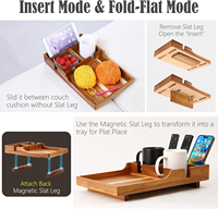 Großhandel Natürliches Akazienholz Couch-Tablett Handgefertigter Clip-On Sofa-Armtisch Platzsparender Wohnzimmer-Organizer für Zuhause Geschenk