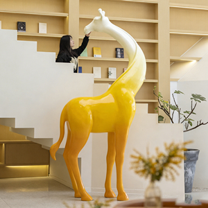 Statue d'animal en marbre, sculpture de <span class=keywords><strong>girafe</strong></span> en fibre de verre électroplaquée, statue d'animal <span class=keywords><strong>girafe</strong></span> pour la décoration de la maison - Product Image 2